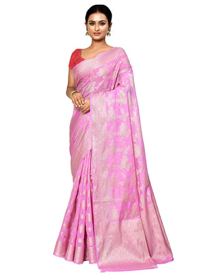 Pink Georgette Saree With Blouse Piece - Indian Silk House Agencies