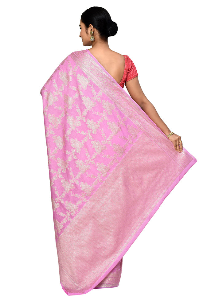 Pink Georgette Saree With Blouse Piece - Indian Silk House Agencies