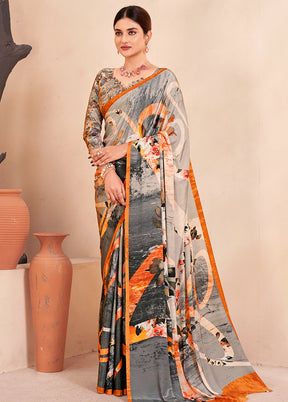 Multicolor Crepe Silk Saree With Blouse Piece