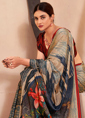 Multicolor Crepe Silk Saree With Blouse Piece