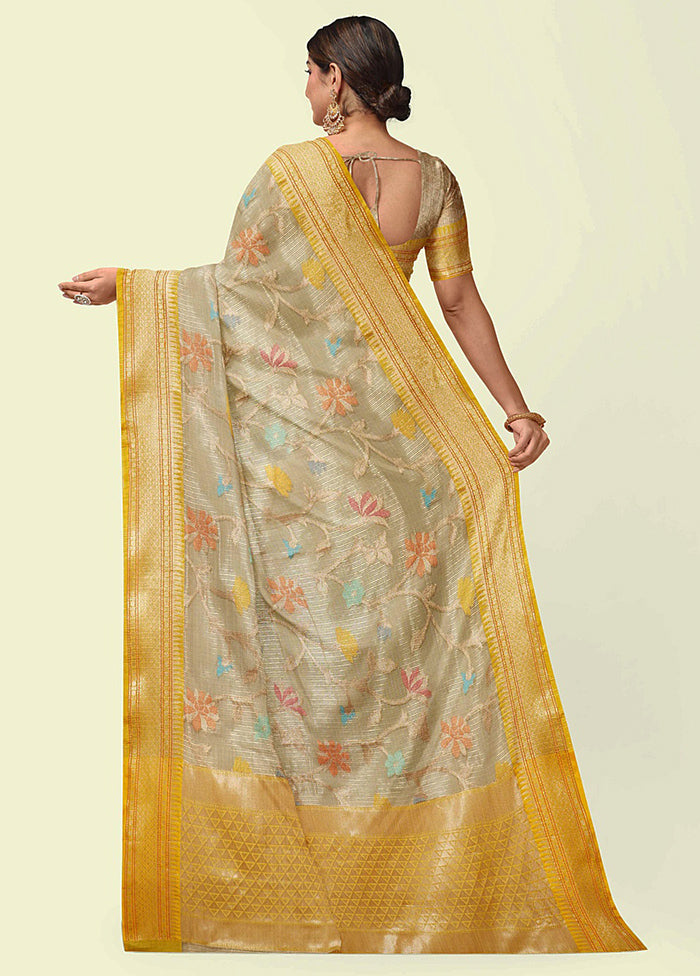 Grey Cotton Zari Saree Without Blouse Piece - Indian Silk House Agencies