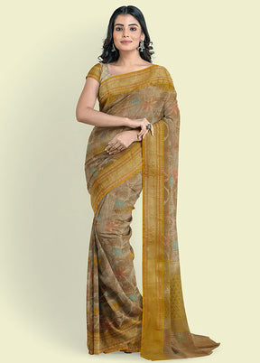 Peach Cotton Zari Saree Without Blouse Piece - Indian Silk House Agencies