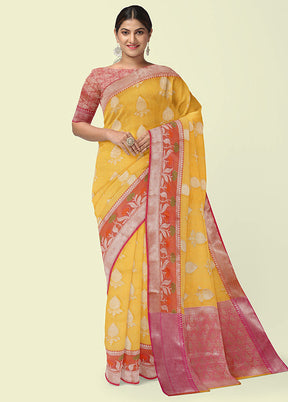 Gold Cotton Zari Saree Without Blouse Piece - Indian Silk House Agencies