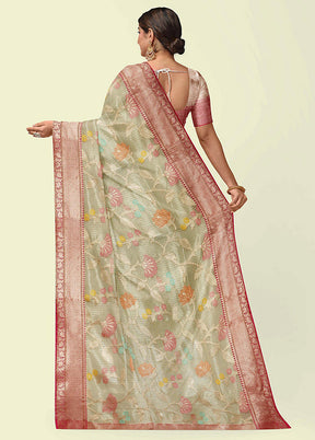 Beige Cotton Zari Saree Without Blouse Piece - Indian Silk House Agencies