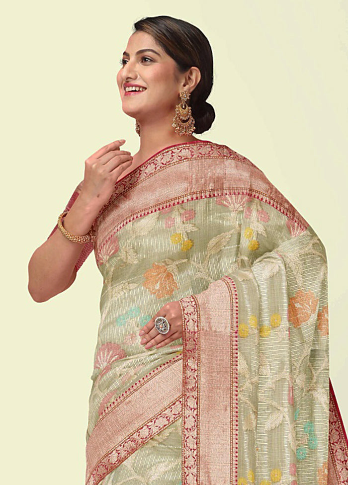 Beige Cotton Zari Saree Without Blouse Piece - Indian Silk House Agencies