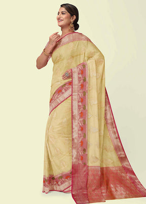 Beige Cotton Zari Saree Without Blouse Piece - Indian Silk House Agencies