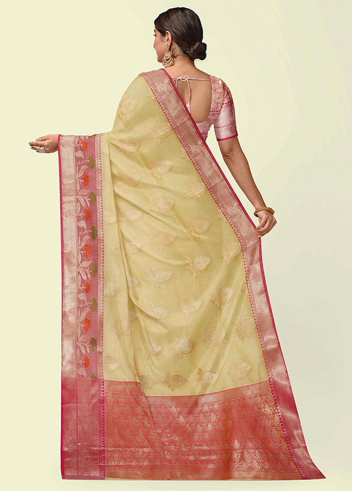 Beige Cotton Zari Saree Without Blouse Piece - Indian Silk House Agencies