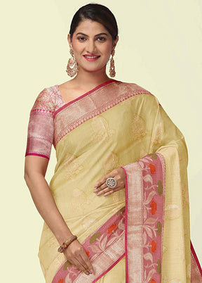 Beige Cotton Zari Saree Without Blouse Piece - Indian Silk House Agencies