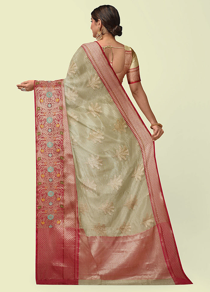 Beige Cotton Zari Saree Without Blouse Piece - Indian Silk House Agencies