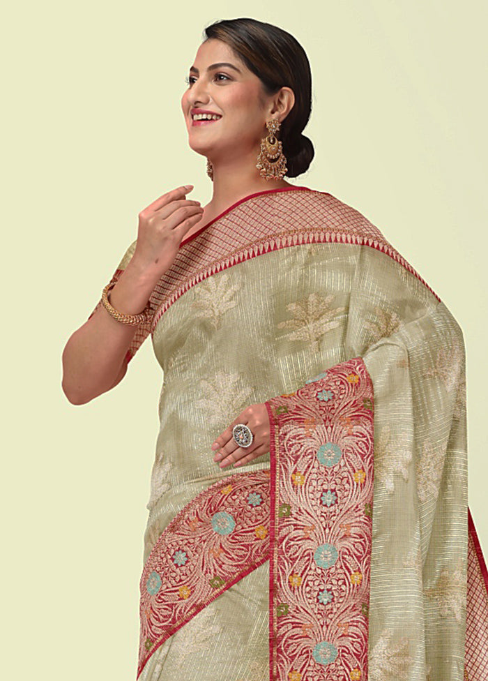 Beige Cotton Zari Saree Without Blouse Piece - Indian Silk House Agencies