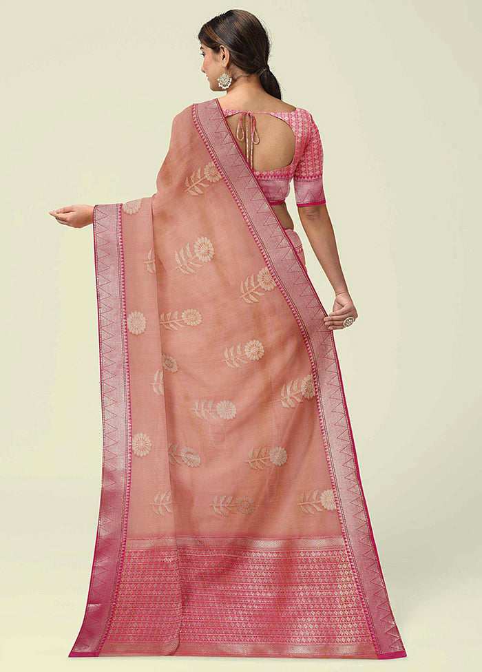 Pink Cotton Zari Saree Without Blouse Piece - Indian Silk House Agencies