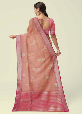 Pink Cotton Zari Saree Without Blouse Piece - Indian Silk House Agencies