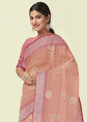 Pink Cotton Zari Saree Without Blouse Piece - Indian Silk House Agencies