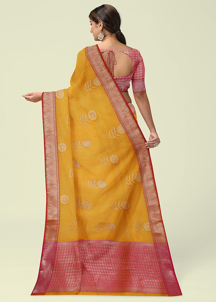 Gold Cotton Zari Saree Without Blouse Piece - Indian Silk House Agencies