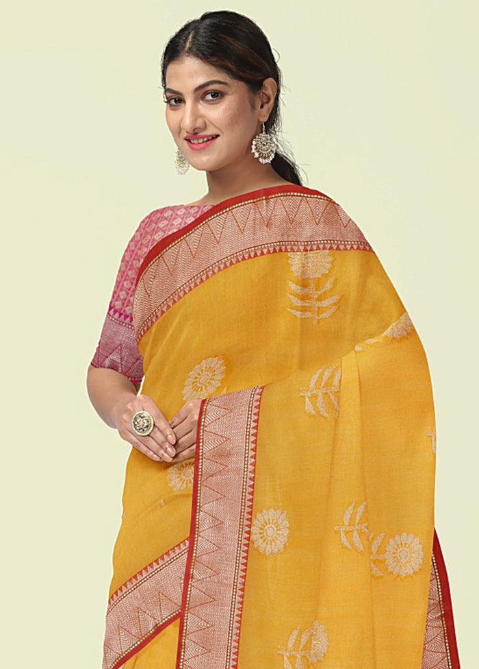 Gold Cotton Zari Saree Without Blouse Piece - Indian Silk House Agencies