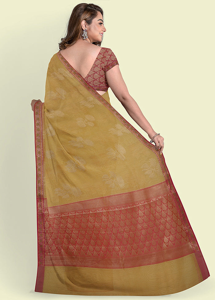 Beige Cotton Zari Saree Without Blouse Piece - Indian Silk House Agencies