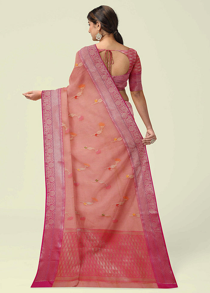 Pink Cotton Zari Saree Without Blouse Piece - Indian Silk House Agencies