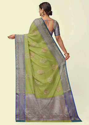 Green Cotton Zari Saree Without Blouse Piece - Indian Silk House Agencies