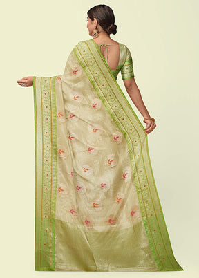 Beige Cotton Zari Saree Without Blouse Piece - Indian Silk House Agencies