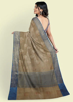 Grey Cotton Zari Saree Without Blouse Piece - Indian Silk House Agencies