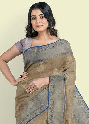 Grey Cotton Zari Saree Without Blouse Piece - Indian Silk House Agencies