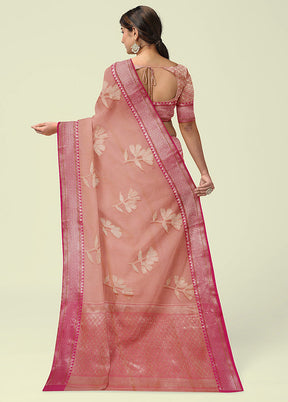 Pink Cotton Zari Saree Without Blouse Piece - Indian Silk House Agencies