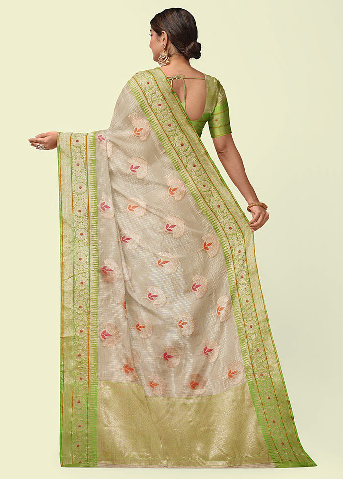 Beige Cotton Zari Saree Without Blouse Piece - Indian Silk House Agencies