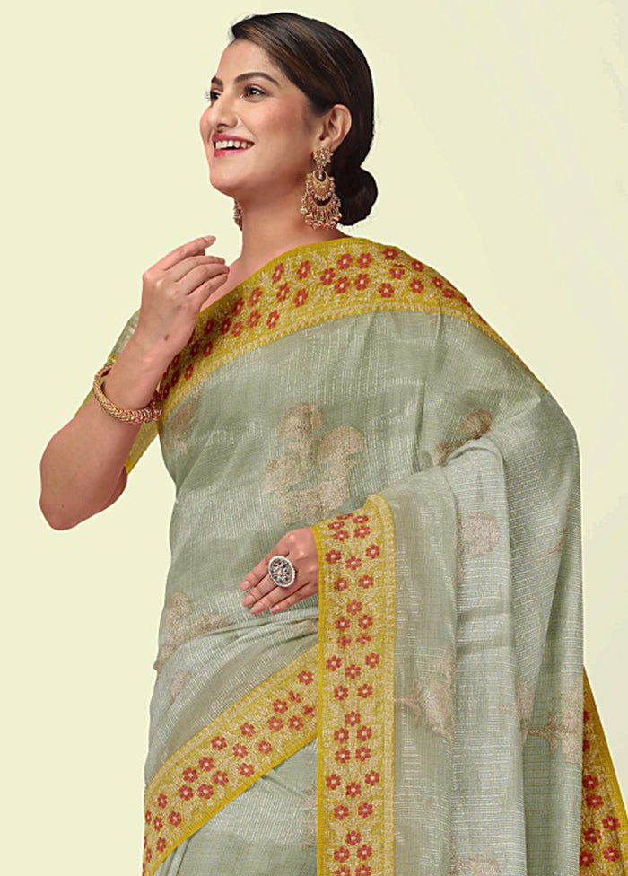 Sea Green Cotton Zari Saree Without Blouse Piece - Indian Silk House Agencies