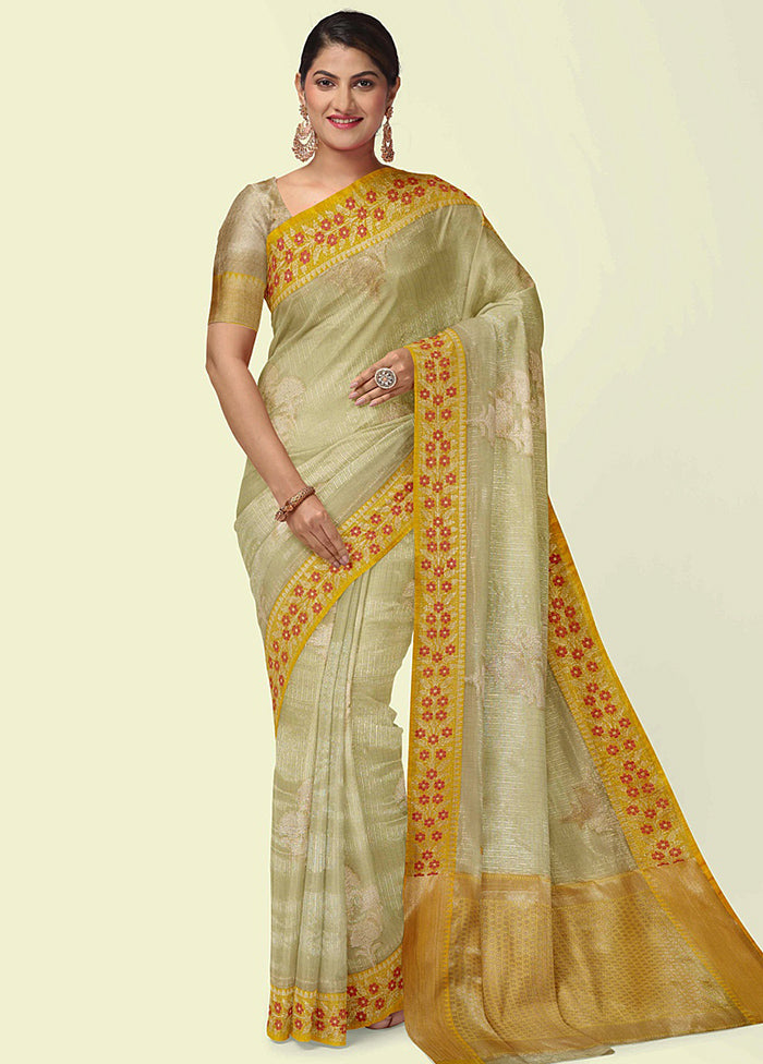 Beige Cotton Zari Saree Without Blouse Piece - Indian Silk House Agencies