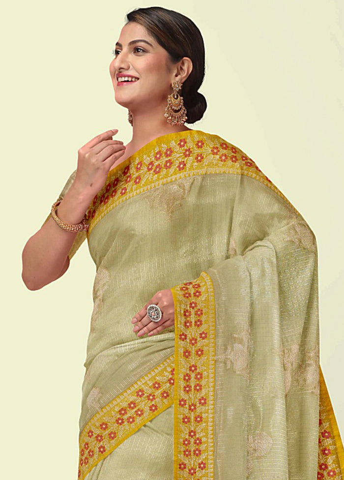 Beige Cotton Zari Saree Without Blouse Piece - Indian Silk House Agencies