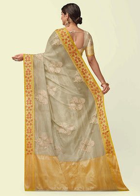 Beige Cotton Zari Saree Without Blouse Piece - Indian Silk House Agencies