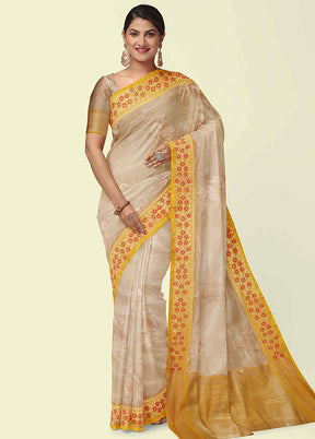 Peach Cotton Zari Saree Without Blouse Piece - Indian Silk House Agencies