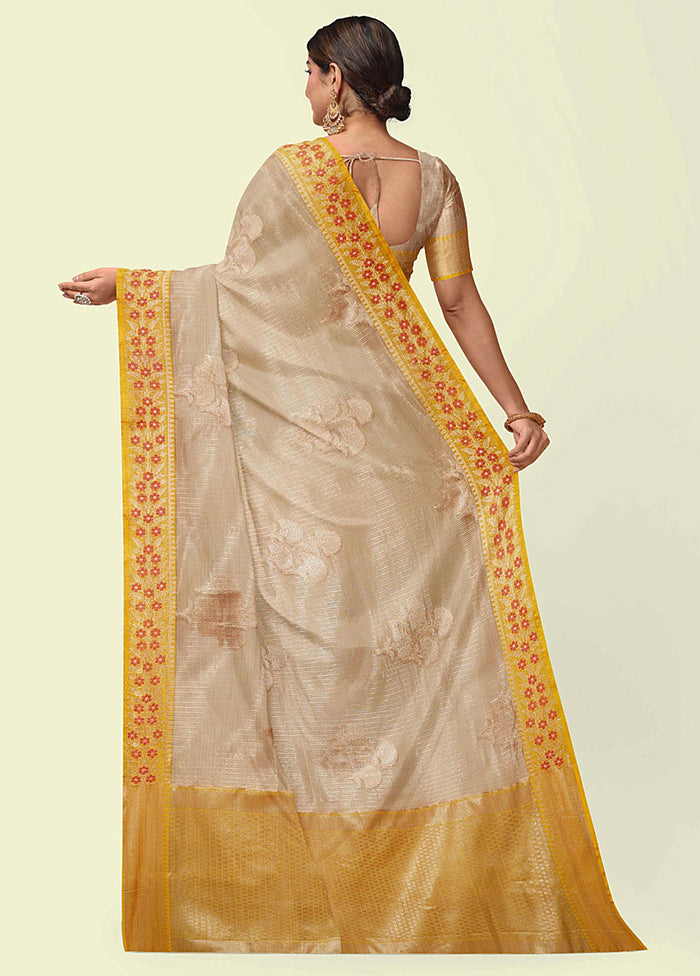 Peach Cotton Zari Saree Without Blouse Piece - Indian Silk House Agencies