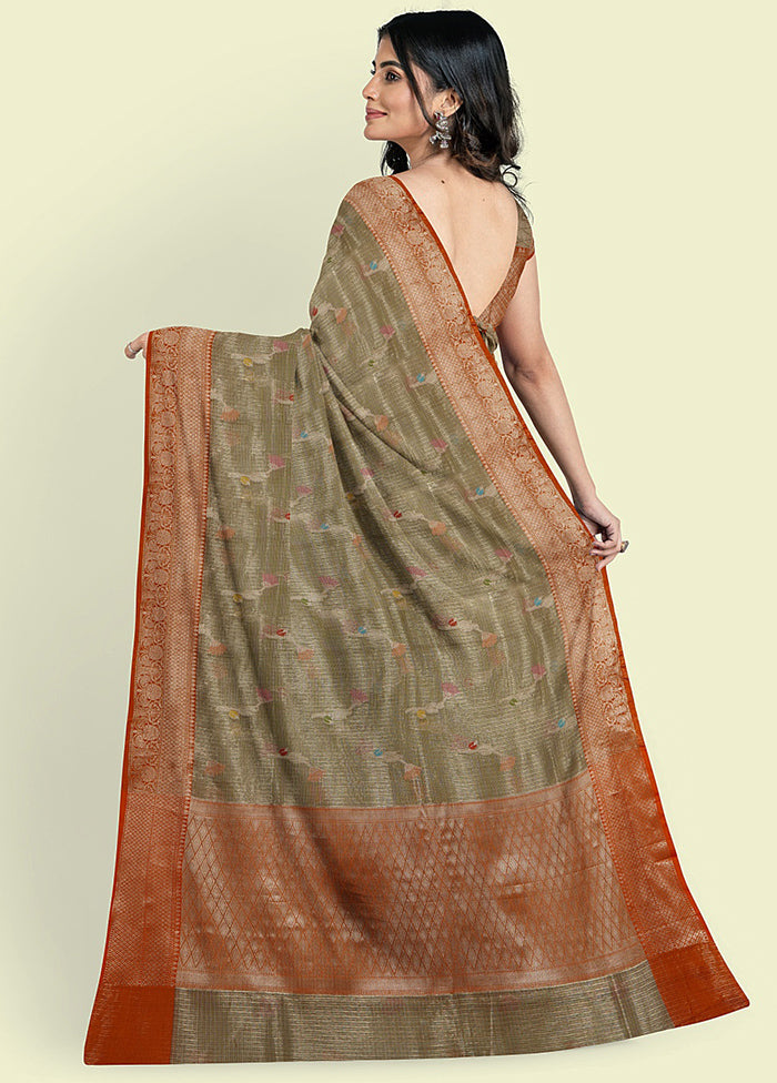 Grey Cotton Zari Saree Without Blouse Piece - Indian Silk House Agencies