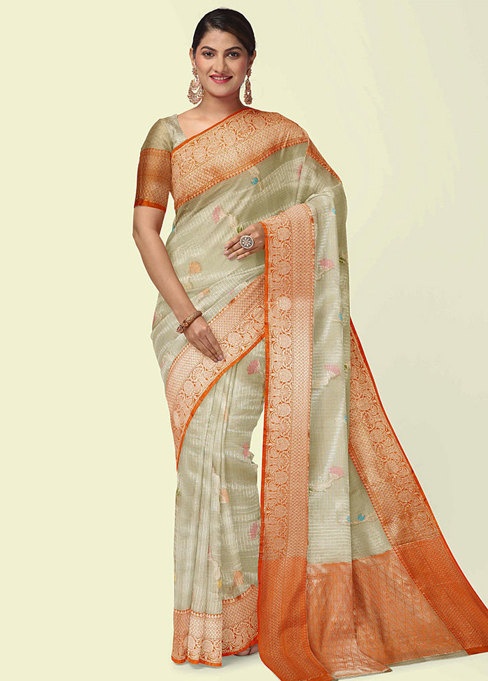 Cream Cotton Zari Saree Without Blouse Piece - Indian Silk House Agencies