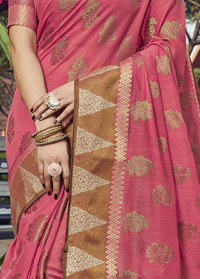 Pink Spun Silk Saree With Blouse Piece - Indian Silk House Agencies