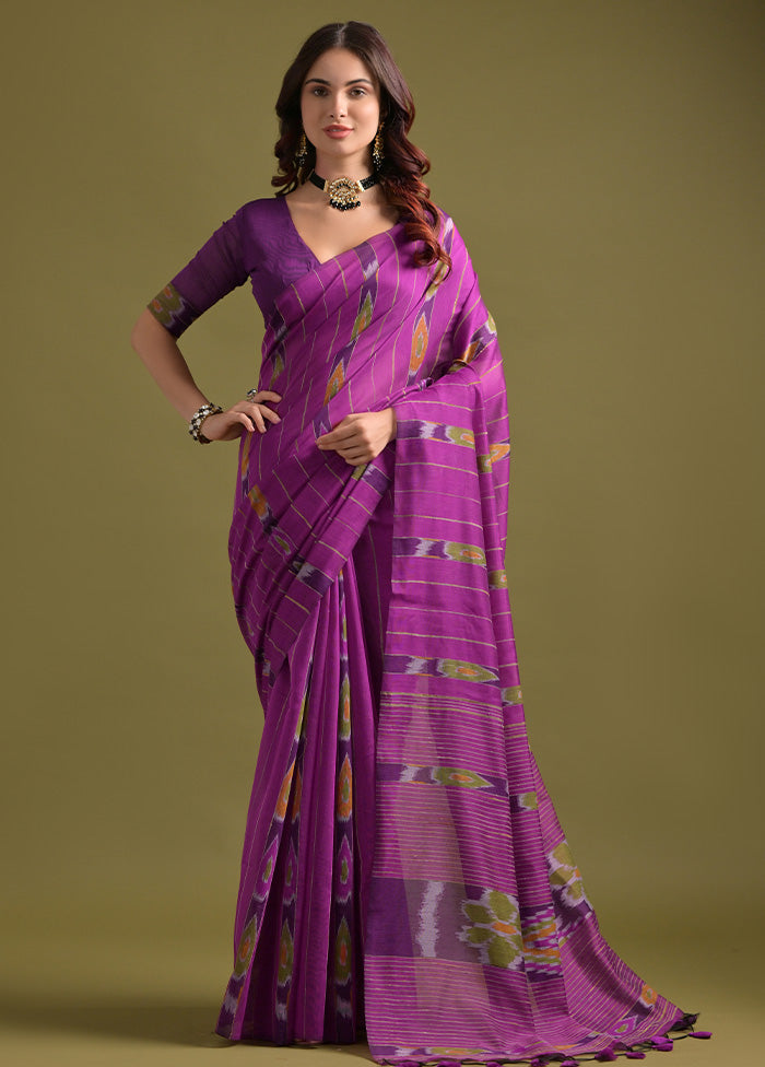 Pink Pure Cotton Saree With Blouse Piece