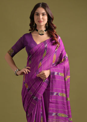 Pink Pure Cotton Saree With Blouse Piece