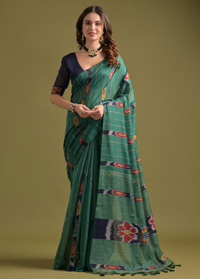 Rama Pure Cotton Saree With Blouse Piece