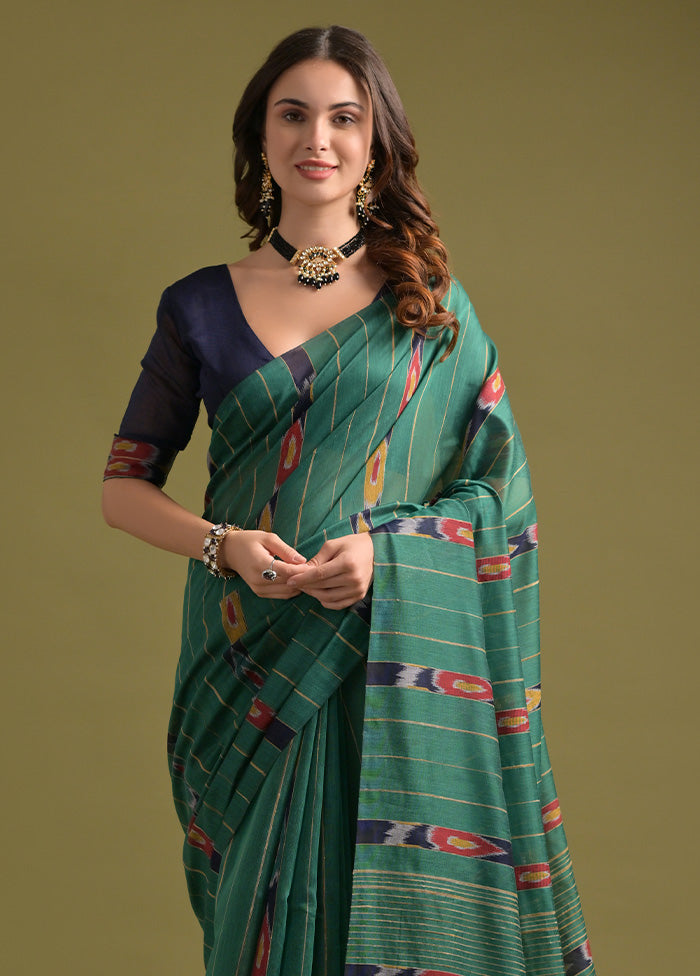 Rama Pure Cotton Saree With Blouse Piece