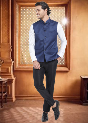 Blue Dupion Silk Waistcoat