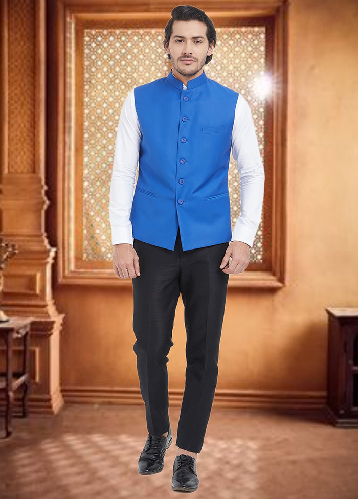 Blue Dupion Silk Waistcoat