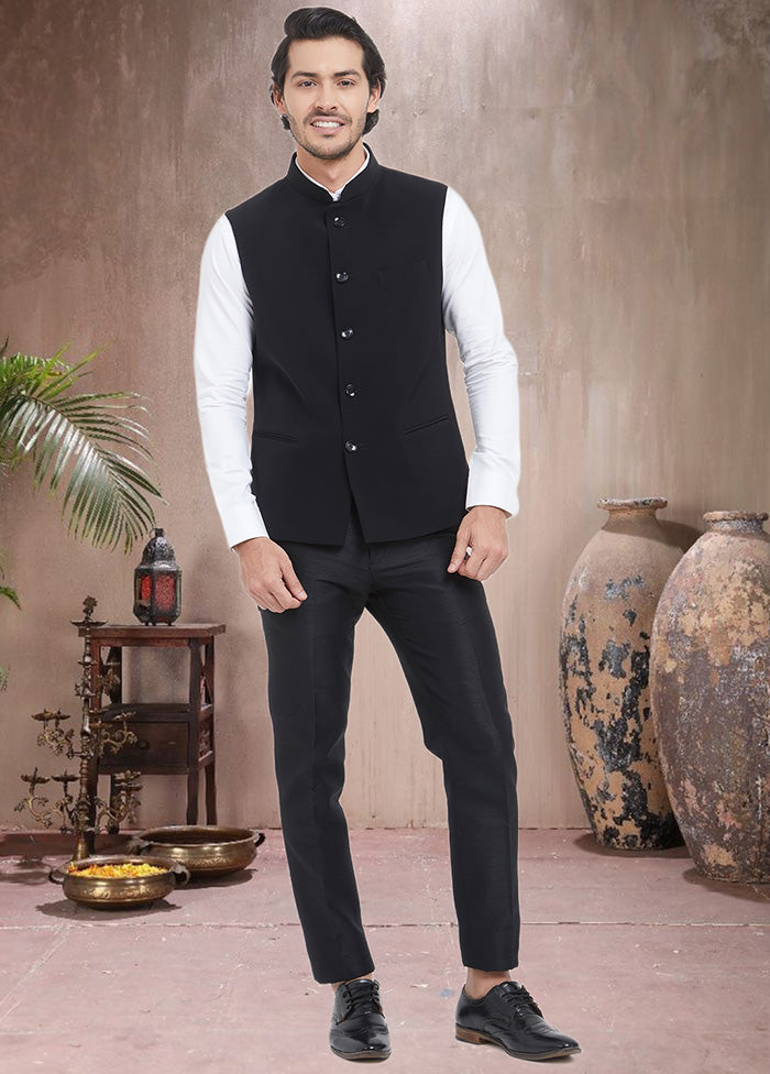 Black Dupion Silk Waistcoat