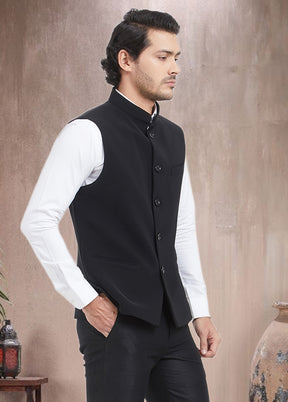 Black Dupion Silk Waistcoat