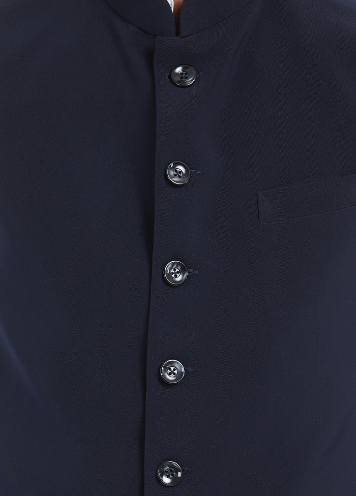 Navy Blue Dupion Silk Waistcoat