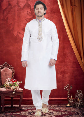 White Dupion Silk Kurta