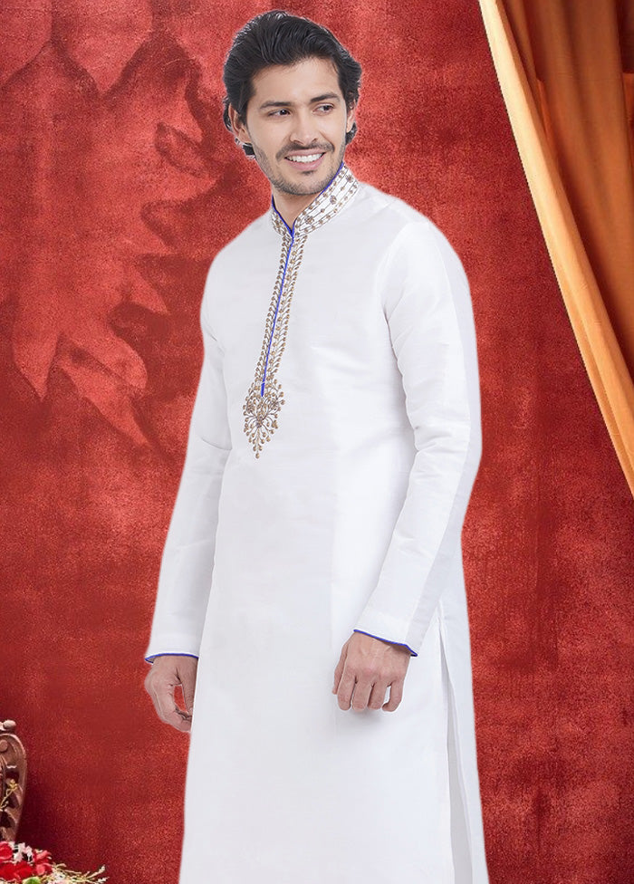 White Dupion Silk Kurta