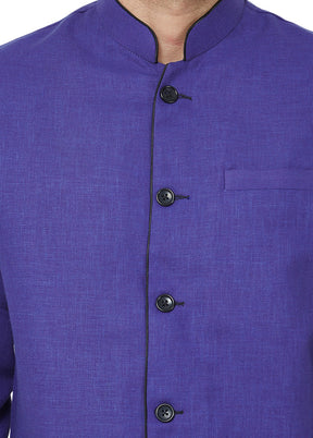 2 Pc Purple Cotton Blazer Pant Set