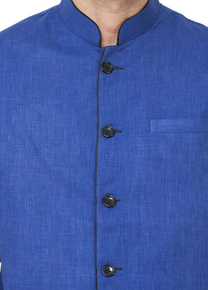 2 Pc Royal Blue Cotton Blazer Pant Set