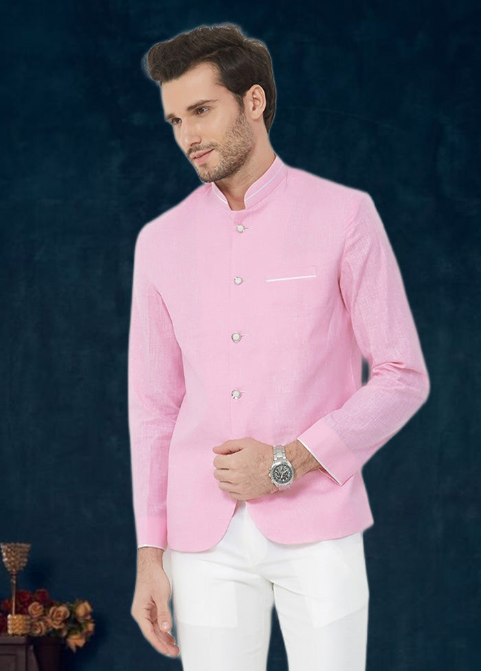 2 Pc Pink Cotton Blazer Pant Set